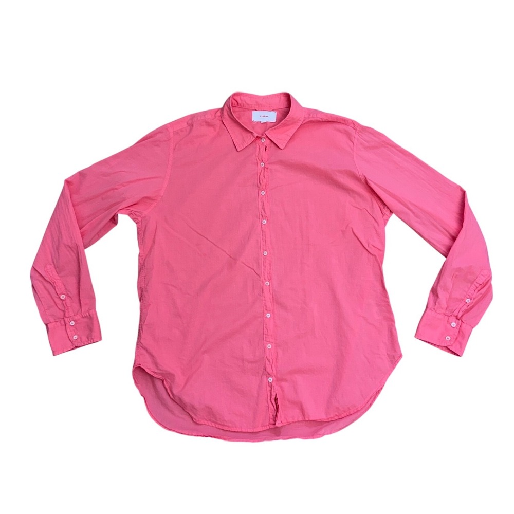Xirena Beau Cotton Poplin Button Down Shirt Pink Coral L Long Sleeve Coastal‎